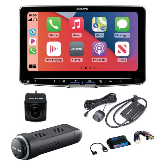 Alpine ILX-F509 Halo9 9" Multimedia Receiver with KTX-NS01 Nav Module, SXV300v1 Sat Tuner, SWI-CP5 Steering Wheel Interface, BU Camera