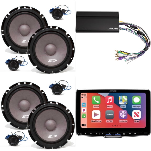 Alpine ILX-F509 Halo9 9" Multimedia Touchscreen Receiver w/ 2 Pairs Alpine SXE-1751S 6.5" Component Set & Power Pack