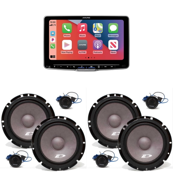 Alpine ILX-F509 Halo9 9" Multimedia Touchscreen Receiver w/ 2 Pairs Alpine SXE-1751S 6.5" Component Set