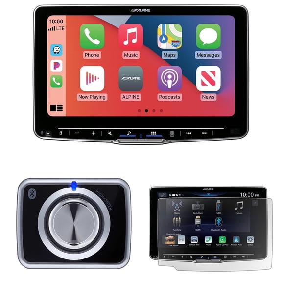 Alpine ILX-F509 Halo9 9" Receiver Compatible with Wireless Android Auto & Apple CarPlay with KAE-HF9DA Anti-Reflective Screen Protector and RUX-H02 Halo wireless Remote