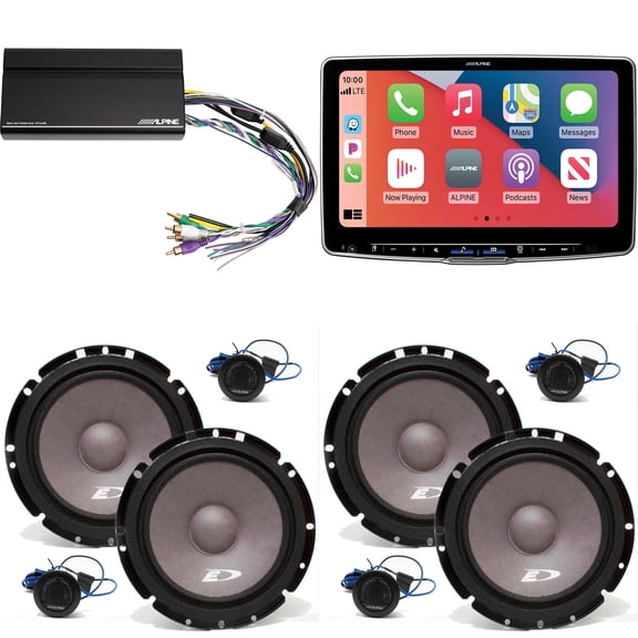 Alpine ILX-F511 Halo11 11" Multimedia Touchscreen Receiver w/ 2 Pairs Alpine SXE-1751S 6.5" Component Set & Power Pack