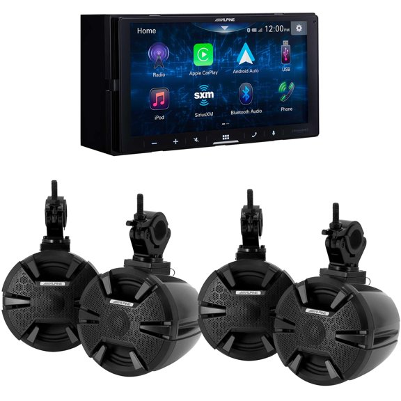 Alpine ILX-W670 Receiver w/ (2) SPV-65RGB-CAN 6.5 Cage-Mounted Universal Weather-Resistant Coaxial RGB LED Speaker Pods