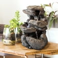 thumbnail image 1 of Alpine Corporation 11" Tall Indoor 3-Tier Tabletop Stone Water Fountain with LED Lights, 1 of 12