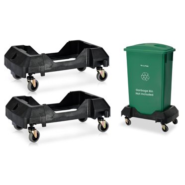 2-Pack Hyper Tough 45 Gallon Heavy Duty Plastic Trash Can With Wheels & Attached Lid – Black