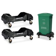 Alpine 16/ 23 Gallon Slim Trash Can Dolly 2 Pack - 4 Wheels Rectangular Plastic Rolling Garbage Can Dolly, Trash Can Wheels, Trash Can Roller Base, Commercial Trash Can Cart, Holds Up To 200lbs