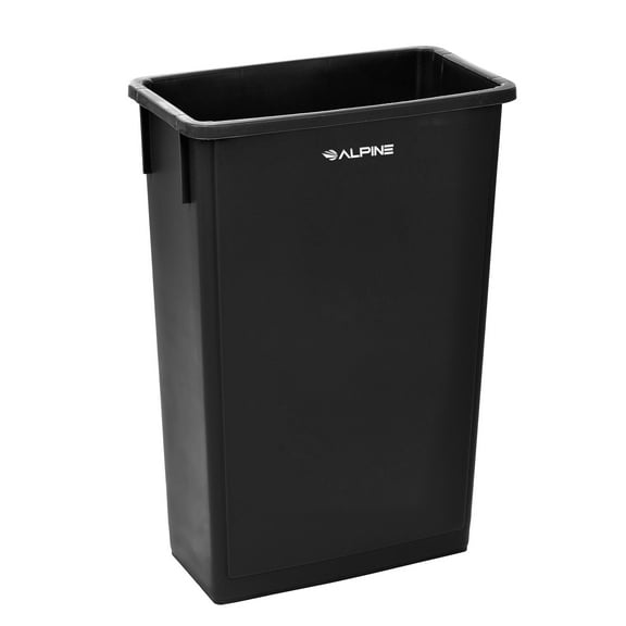 Alpine Industries 23 Gallon Slim Trash Can - Compact Garbage Bin - Wide Open Top Slender Durable Plastic Waste Container Ideal for Homes Offices and Other Commercial Space (Black)