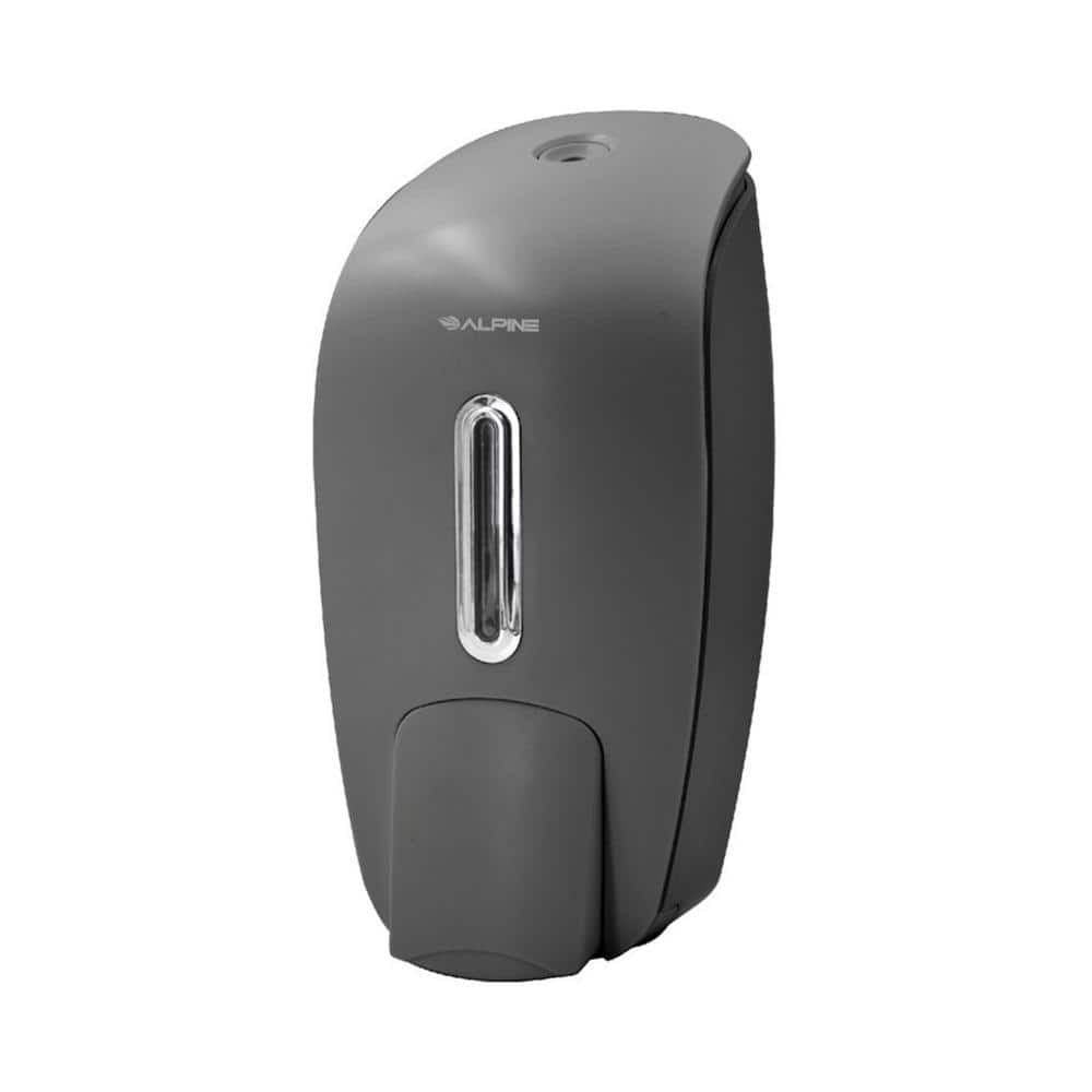 Alpine Industries 27 oz. Plastic Manual Push Surface-Mount Commercial Soap Dispenser, Gray