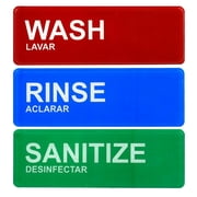 Alpine Industries 9 x 3 Wash Rinse Sanitize Sign