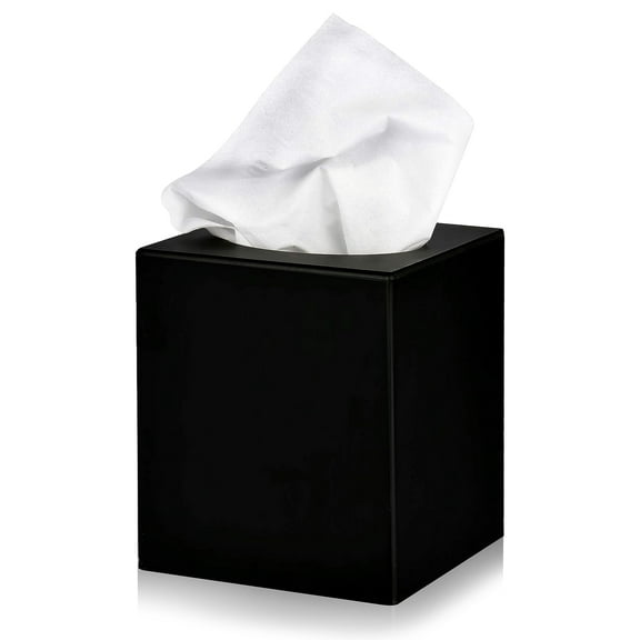 Alpine Industries Black Acrylic Tissue Box Cover - Eco Friendly Dispenser - Decorative Holder/Organizer for Bathroom, Office Desk & Car (Black)