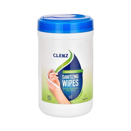 Alpine Industries Clenz 80ct Antibacterial Sanitizing Wipes, Light Lemon Scent, Case of 6