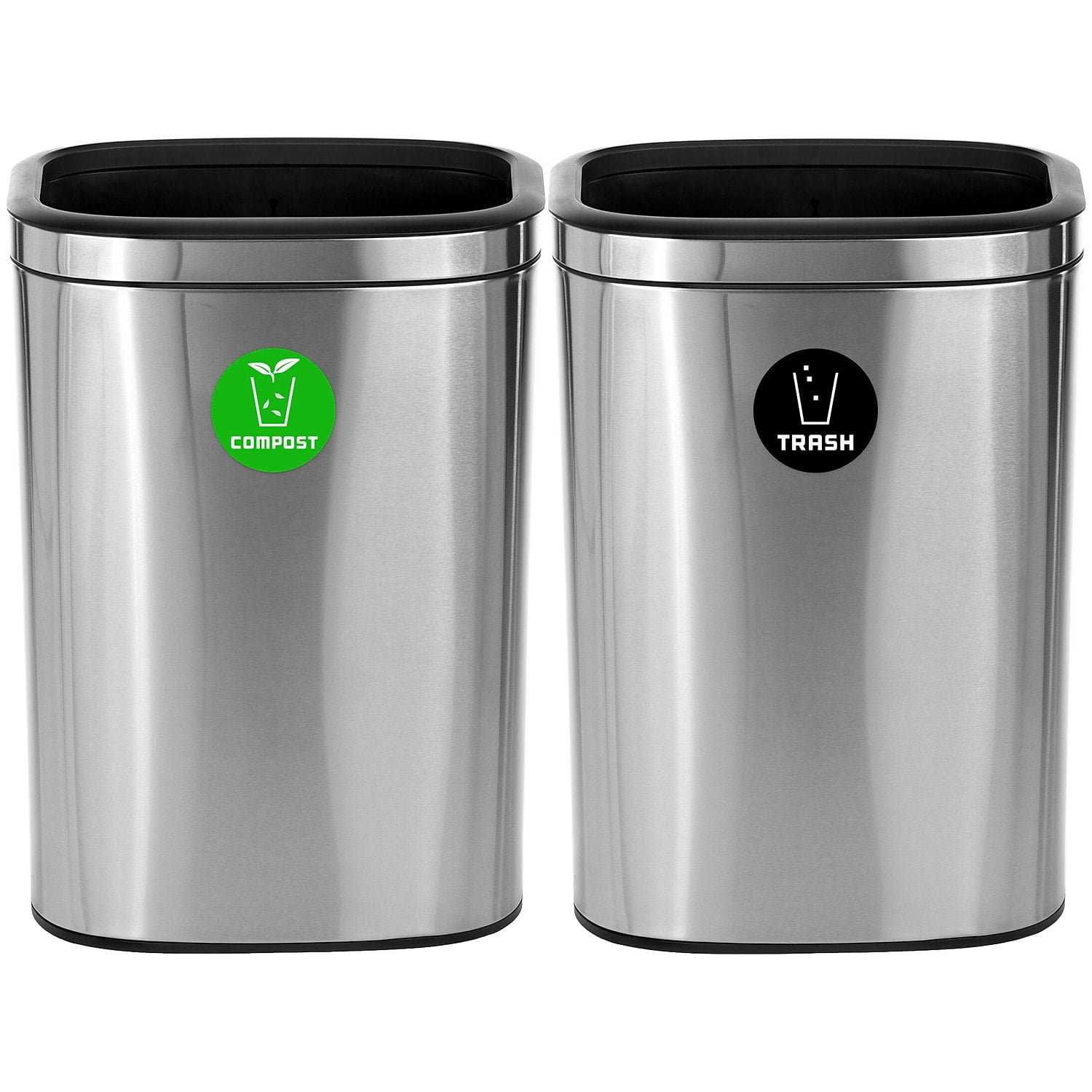 Alpine Industries Commercial Indoor Dual-Stream Recycling Station 10.5 Gallon Stainless Steel