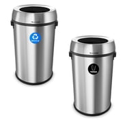 Alpine Industries Commercial Indoor Dual-Stream Recycling/Trash Station  17-Gallon Each Stainless