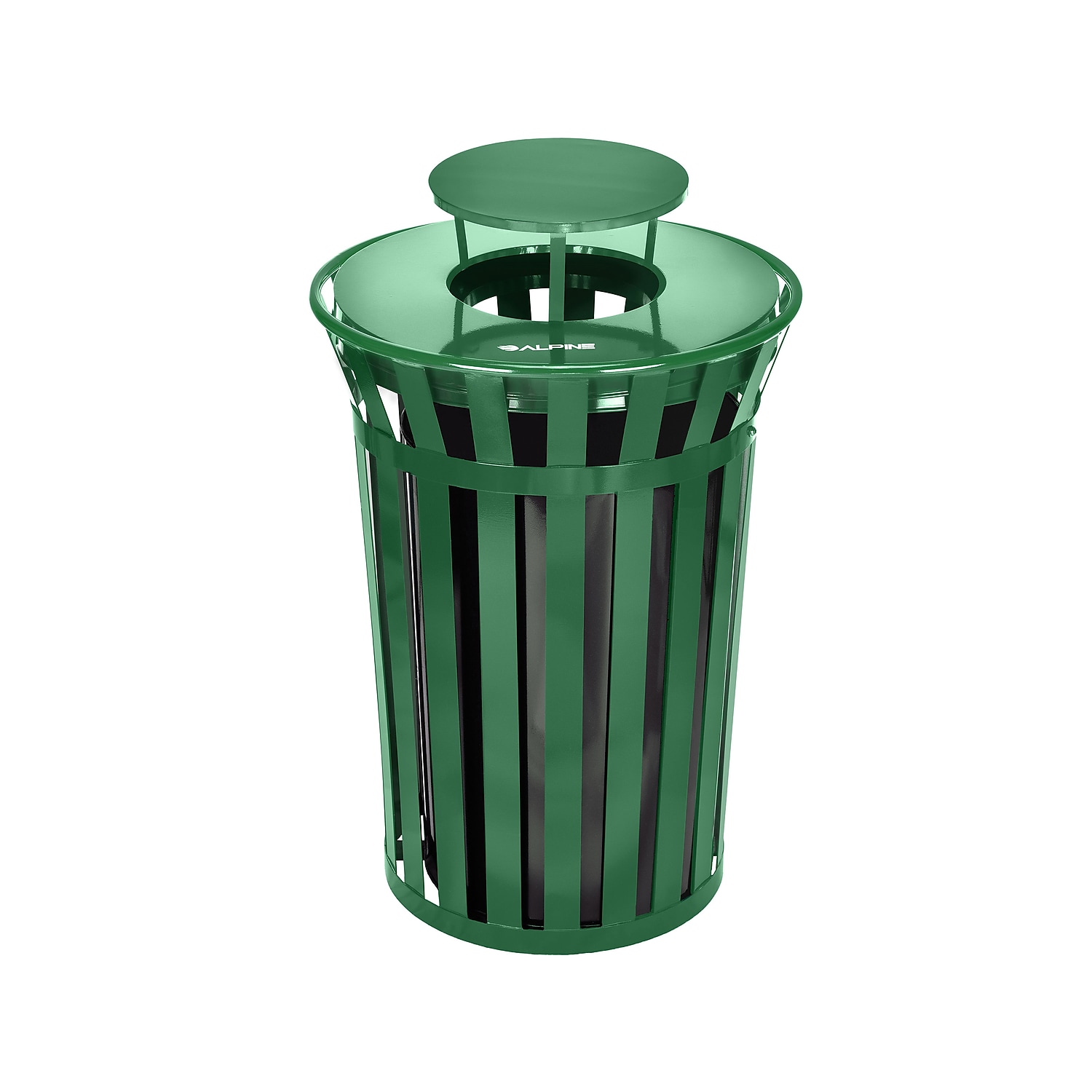 Alpine Industries Metal Outdoor Trash Can with Rain Lid 38