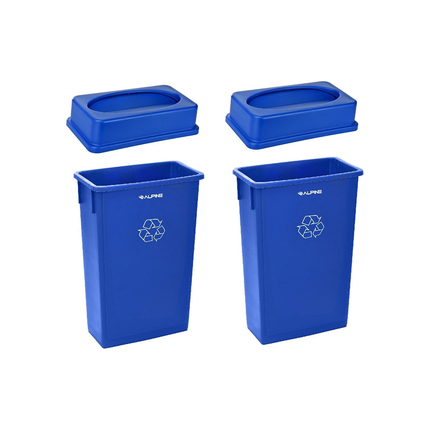 Blue Polypropylene 23-Gallon Touchless Recycling Bin