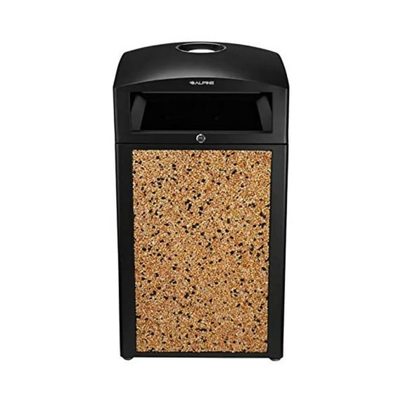 Alpine Industries Rugged 40 Gallon Garbage Bin Trash Can with Ash Tray, Stone