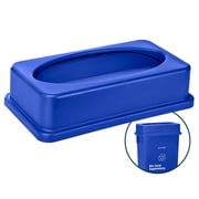 Alpine Industries Slim Trash Can Lid - Compact Garbage Bin Cover - Durable Slender Varied Plastic Top Minimize Odors and Keep Litter Inside and Unseen - Drop Shot Lid - 12x20x5 Inches, Blue