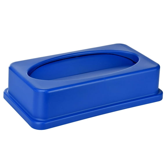 Alpine Industries Slim Trash Can Lid - Compact Garbage Bin Cover - Durable Slender Varied Plastic Top Minimize Odors and Keep Litter Inside and Unseen - Drop Shot Lid - (12x20x5 Inches, Blue)