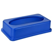 Alpine Industries Slim Trash Can Lid - Compact Garbage Bin Cover - Durable Slender Varied Plastic Top Minimize Odors and Keep Litter Inside and Unseen - Drop Shot Lid - 12x20x5 Inches, Blue