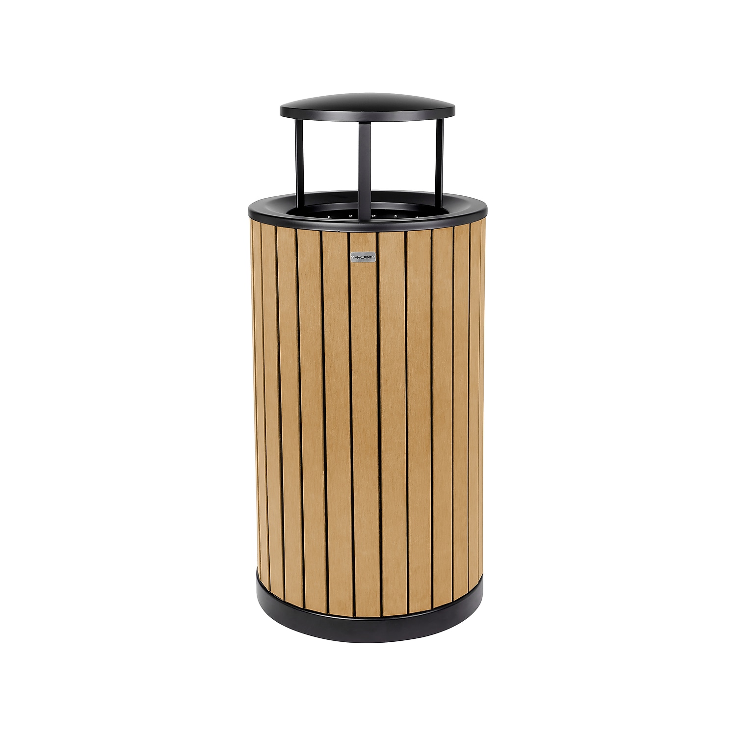 Alpine Industries Steel Outdoor Trash Can with Rain Lid 32