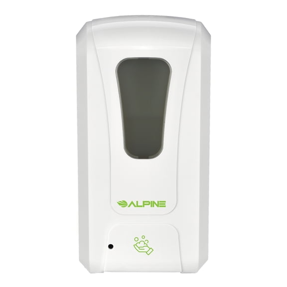 Open Box Alpine Industries Universal 1200ml Automatic Foam Hand Sanitizer/Soap Dispenser w/Refillable Bottle, White