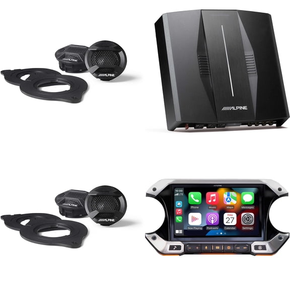 Alpine JL Wrangler i509-WRA-JL, (2 Pair ) SPV-10TW-WRA and OPTIM8 8-Channel Hi-Res DSP Amp Bundle