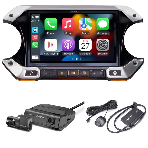 Alpine JL Wrangler i509-WRA-JL 9-inch Weather-Resistant Digital Media Receiver with CarPlay Android Auto and Dash Camera , Sirius Tuner Bundle