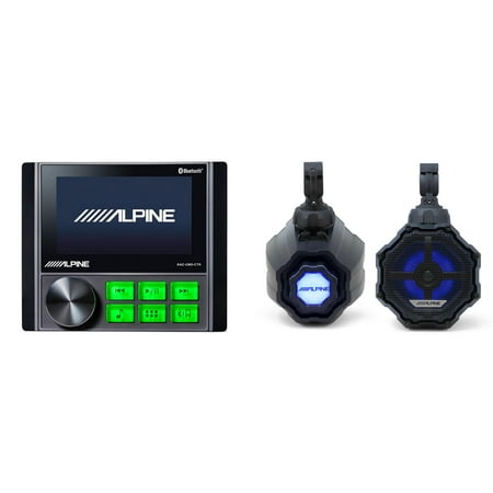 Alpine KAC-CMD-CTR Power Sports / Marine Source & SPV-65RGB-CAN 6.5" UTV Speaker Pod Bundle