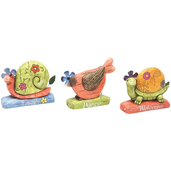 Alpine KGD132ABB Cement Animal Statues Tray  Assorted - Pack of 9