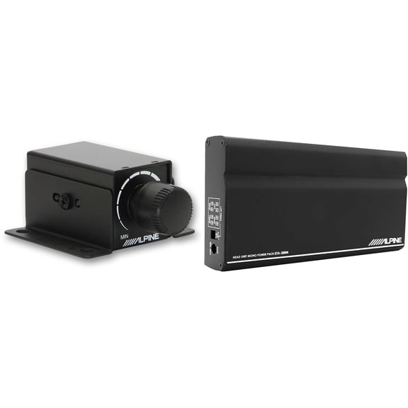 Alpine KTA-200M Mono Power Pack Amplifier with PowerStack Capability & RUX-KNOB.2 Remote Bass Knob Bundle