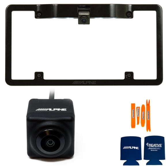 Alpine KTX-C10LP License Plate Frame with Alpine HCE-C1100 HDR Back Up Camera