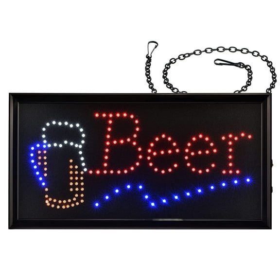 Alpine LED Beer Neon Sign for Business High Tech Tempered Glass Bright Electric Display Sign Rectangular 19x10 inch
