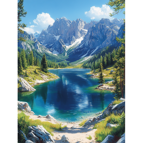 Alpine Lake Mountain Canvas Print/Wall Art Perfect for Living Room Bedroom Office Hotel and Restaurant Decoration.