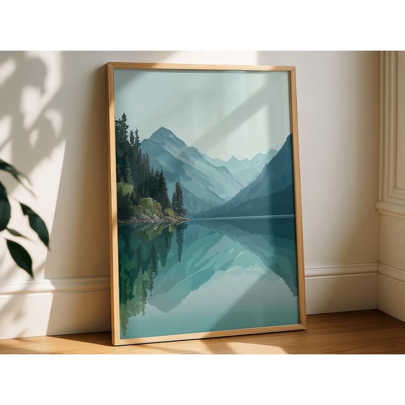 Alpine Lake Mountain Reflection Landscape Wall Art Poster Unframed Paper Print