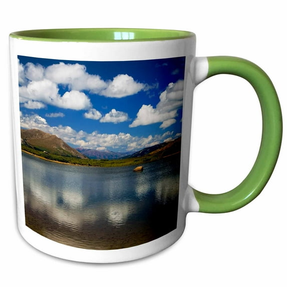 3drose, Alpine Lake on the Continental Divide, 15oz Two-tone Green Mug