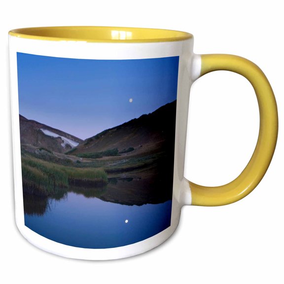 3drose, Alpine Lake Reflecting Moon, 15oz Two-tone Yellow Mug