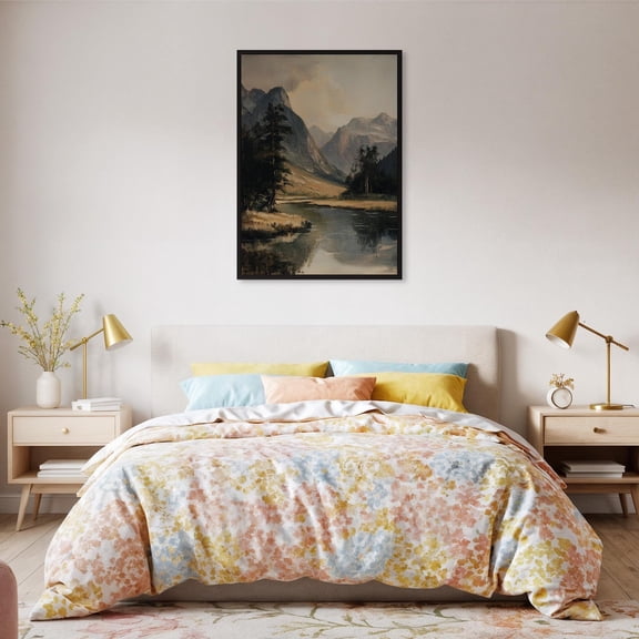 Alpine Lake Wall Art Tranquil Mountain Reflection Classic Nature Rustic Cabin Or Traditional Home Design1 Unframed Paper Print