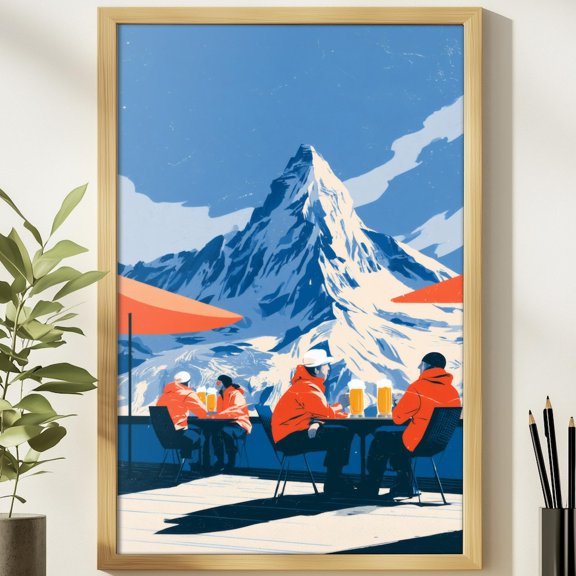 Alpine Lodge Terrace Below Matterhorn Mountain Chalet Poster