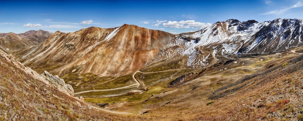 Alpine Loop Scenic Byway trail passing though mountains California Pass Houghton Mountain San Juan Mountains National Forest Colorado USA Canvas Art - Panoramic Images (27 x 9)