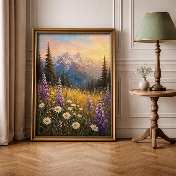 Alpine Meadow Mountain Wall Art Print