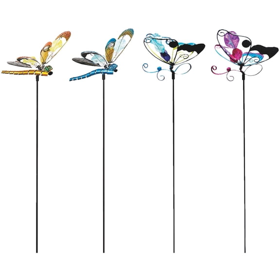 Alpine 8028075 Metal Assorted 22 in. Butterfly or Dragonfly Outdoor Garden Stake - Pack of 12