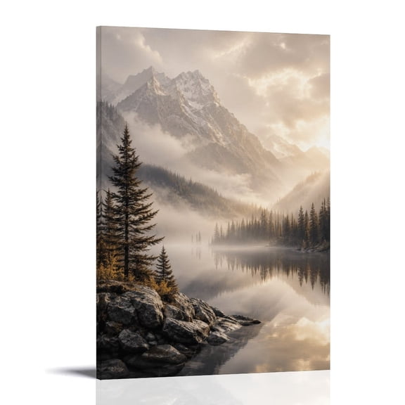Alpine Mirror Poster Wall Art Canvas Aesthetic Decorative Painting for Living Room Bed Room