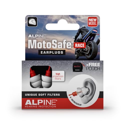 Alpine MotoSafe Race Motorcycle Ear Plugs for Wind Noise Reduction