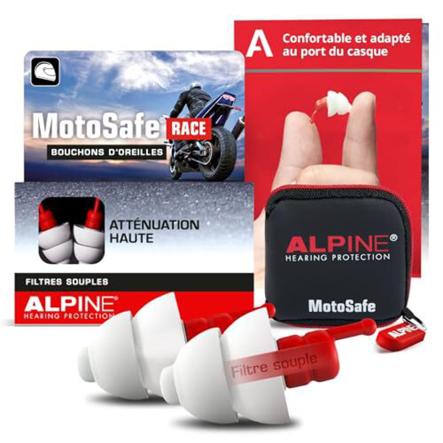 Alpine MotoSafe Race Motorcycle Ear Plugs for Wind Noise Reduction
