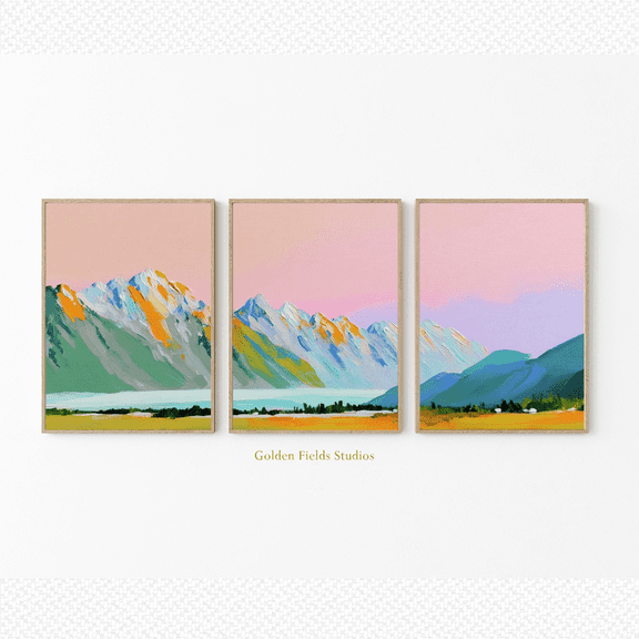 Alpine Mountain Colorful Nature Landscape Poster, Poster Only