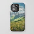 thumbnail image 1 of Alpine Mountain Landscape For All iPhone Series Protective Phone Case Nature Theme Green Blue Yellow, 1 of 7