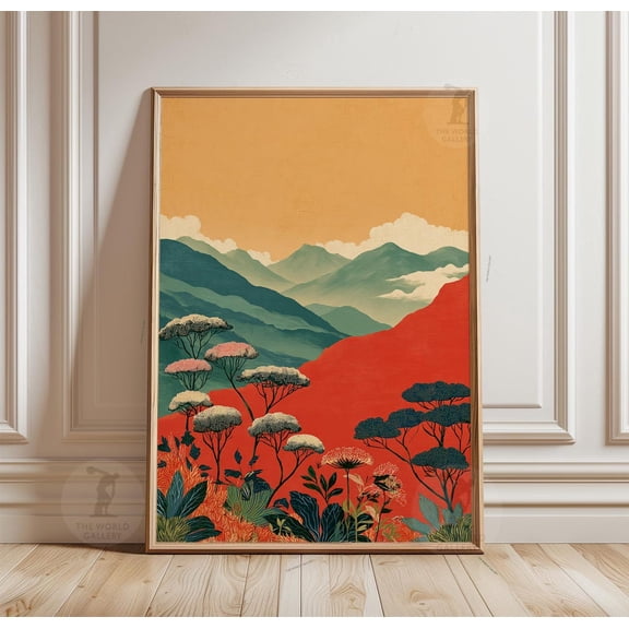 Alpine Mountain Red Valley Poster Unframed Paper Print