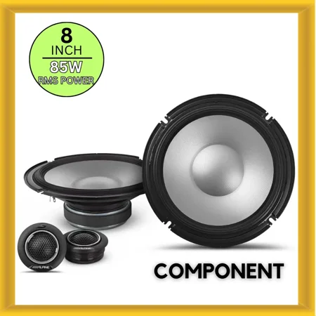 Alpine - S-Series 8" Hi-Resolution Component Car Speakers with Glass Fiber Reinforced Cone (Pair) - Black