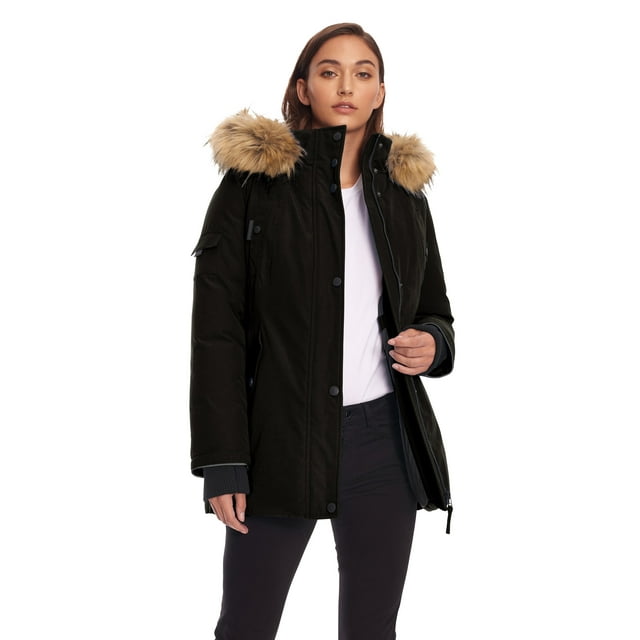 Alpine North, Glacier Women's Vegan Down Parka with Faux Fur Hood