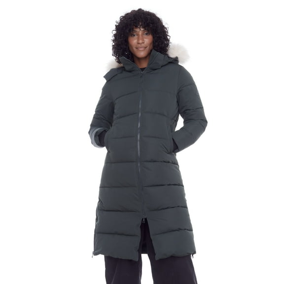 Alpine North, Kluane - Women's Vegan Down Recycled Ultra Long Winter Parka - Water Repellent, Windproof, Insulated Jacket with Hood