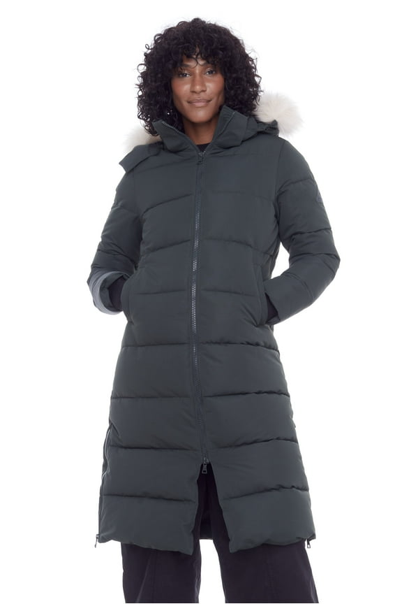 Alpine North, Kluane - Women's Vegan Down Recycled Ultra Long Winter Parka - Water Repellent, Windproof, Insulated Jacket with Hood